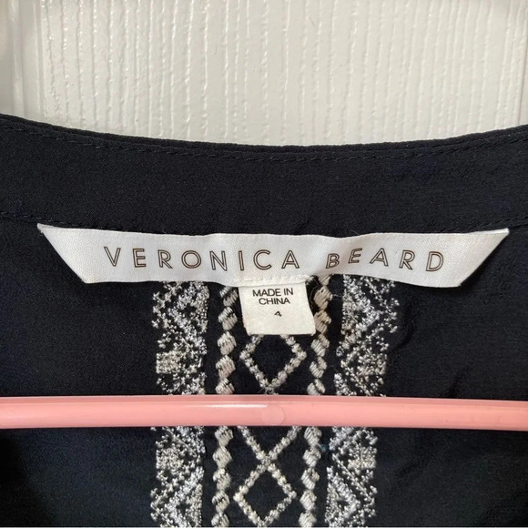 VERONICA BEARD Loreto Embroidered Silk Blouse Size 4 - Picture 4 of 7